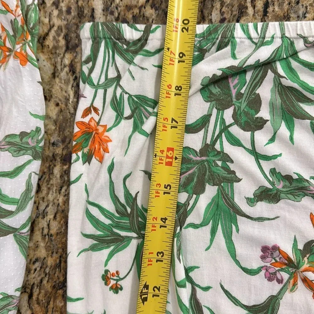 ANTHROPOLOGIE Cascais Tropical Floral Bird Off The Shoulder Puff Sleeve Top XS
